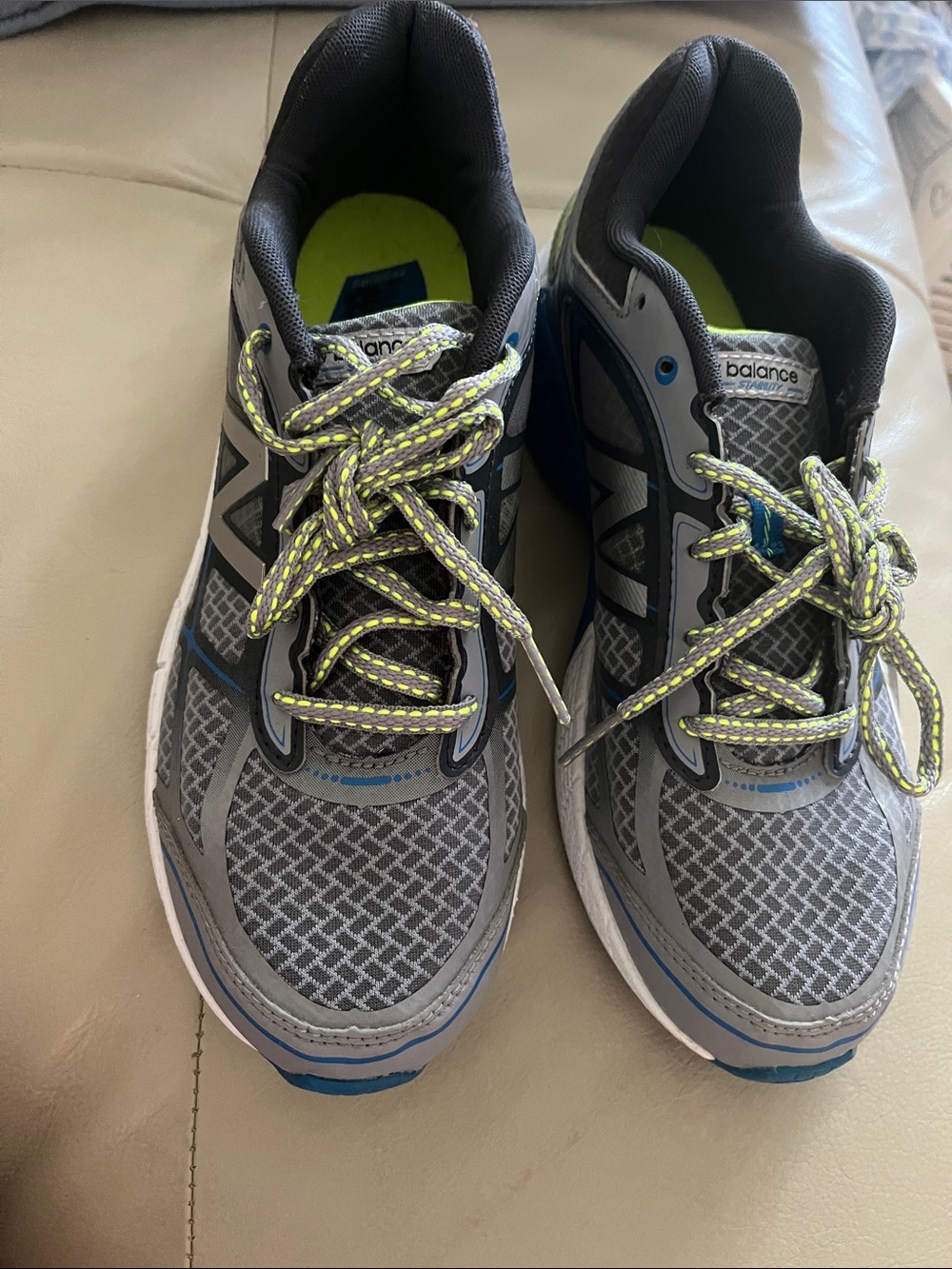 New Balance Kids Gray, Blue & Lime Athletic Sneakers